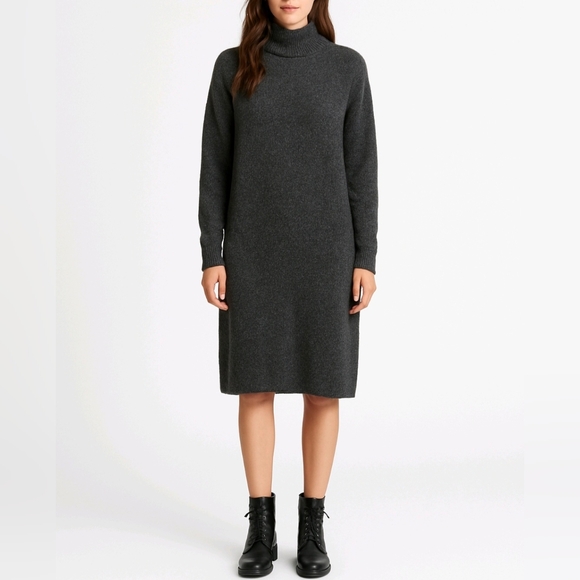 Moth Dresses & Skirts - Anthro|Moth Sweater Dress 100% Cashmere Gray Turtle Neck Long Sleeve Size XS